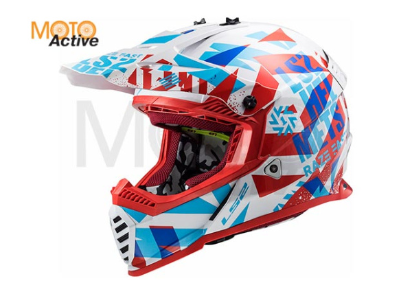 Мотошлем LS2 MX437 Fast Mini Funky, красно-белый